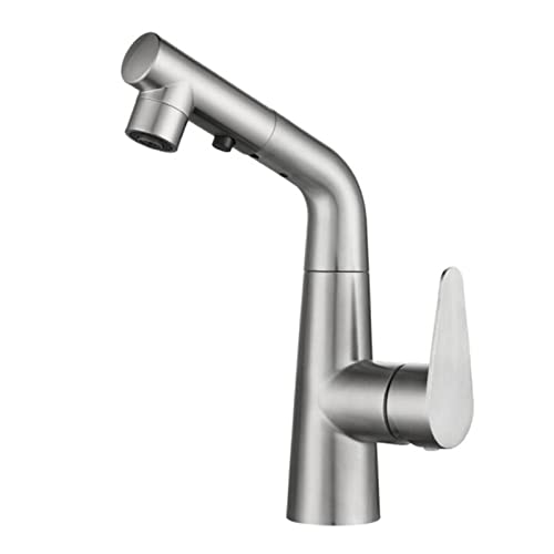 Robinet de lavabo avec douchette extractible mitigeur de salle de bains rotatif inox