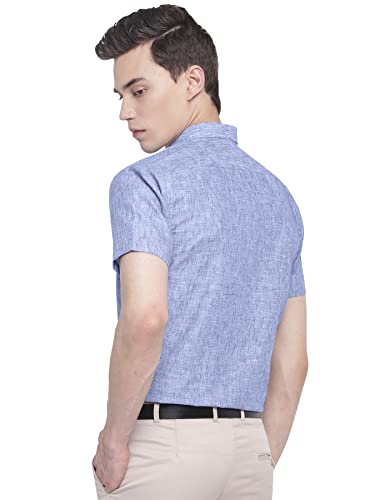 Image of GHPC Cotton Linen Plain Solid Half Sleeves Regular Fit Formal Shirt for Men