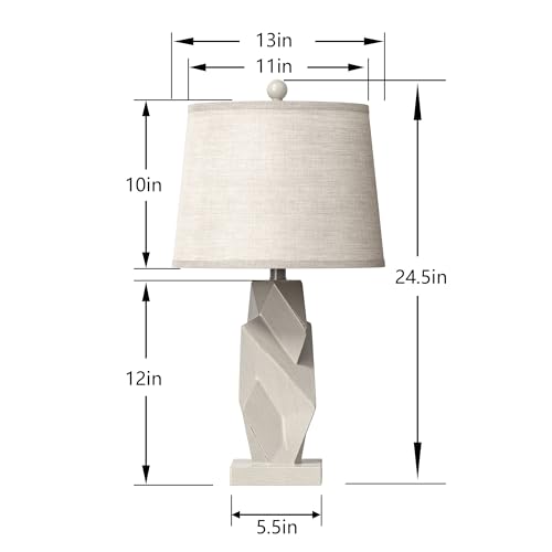 Maxax Set of 2 Modern Bedside Lamps with USB, Oatmeal Shade, Grey