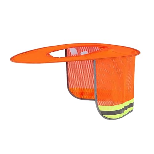 TUKEVA Parasol De Cuello De Malla De ala Completa Funda de malla para casco de seguridad Protector solar de malla para casco Parasol de malla accesorios para cascos seguridad (Naranja)