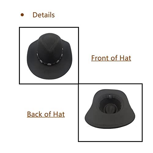 Image of Classic Western Cowboy Hat Cowgirl Hat Unisex Men's & Women's Wide Brim Felt Fedora Hat Flat Top with Buckle Belt