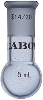 Laboy Glass 5mL Round Bottom Boiling Flask, Single Neck Heavy Wall Borosilicate with 14/20 Joint – Heating, Reaction & Receiving Flask for Organic Chemistry Lab Use