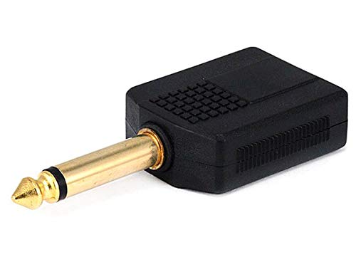 Monoprice 6.35mm (1/4 Inch) Mono Plug to 2 x 6.35mm (1/4 Inch) Mono Jack Splitter Adaptor - Gold Plated