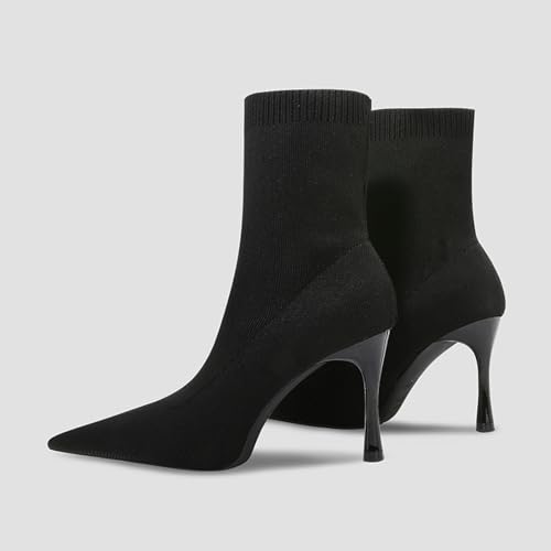 Women'S Sexy Stiletto Sock Boots Fashion Pointed Toe Pull On Stretch Knit Slim Fit Dress Ankle Boots Business Anti-Slip Party Dating Work Ankle Boots4
