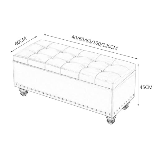 Banc de rangement rectangulaire en cuir avec coussin et pieds bois
