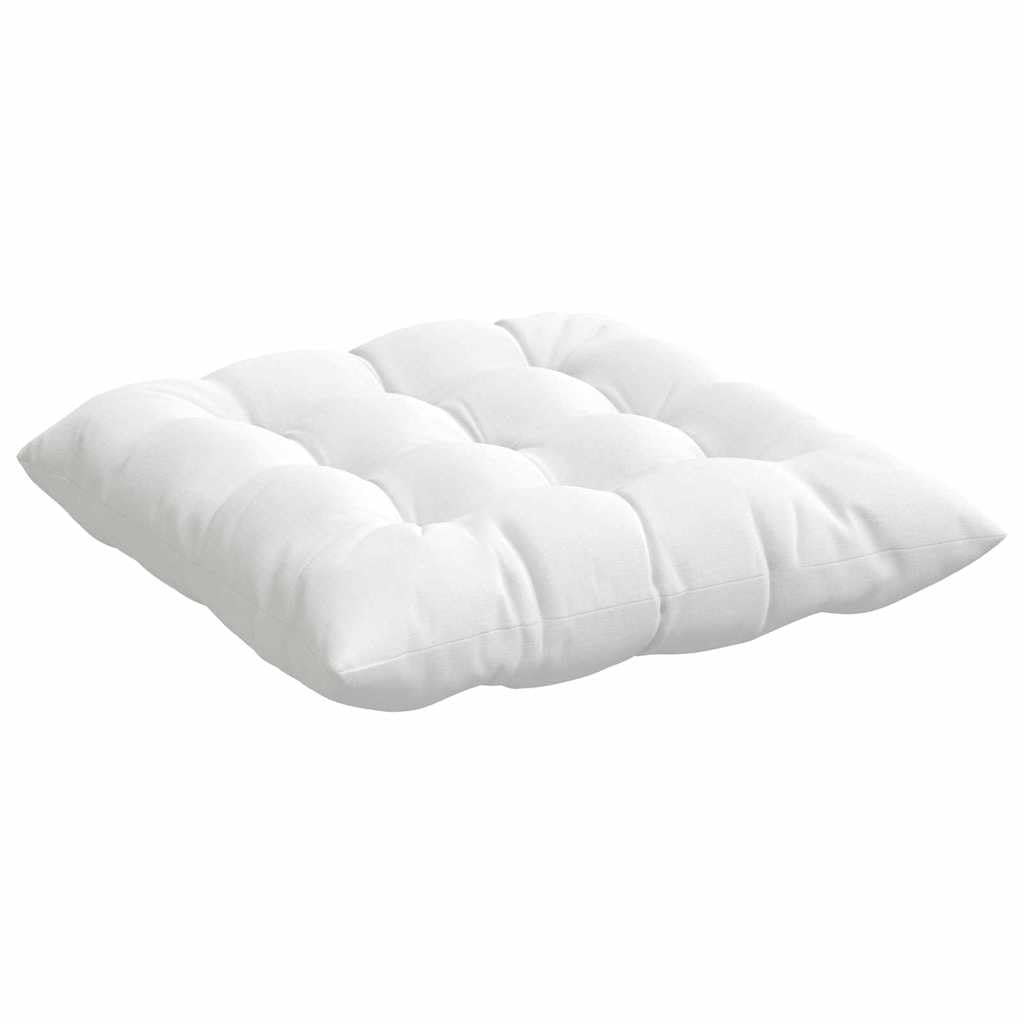 Poduszki na siedzenie 4 sztuki biała 40 x 40 x 6 cm tkanina | Zdejmowane pokrowce, można prać w pralce, paski mocujące, wypełnienie z włókna poliestrowego