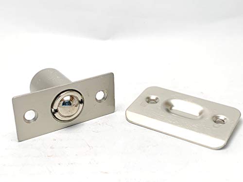 Cerrojo esférico para puerta de clóset con placa de contacto redonda, 2-1/8 pulgadas, níquel satinado nuevo miniatura 1
