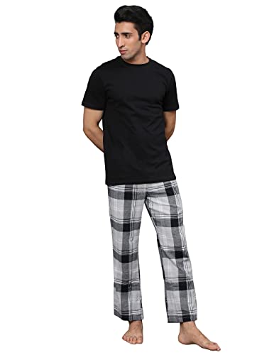 Image of B STORIES Men's 100% Cotton Full Sleeve PJ Set - Checkered Nightwear Set | Soft Loungewear | Comfortable Sleepwear | Stylish Casual Home Wear Shirt & Pant (S-XXL)