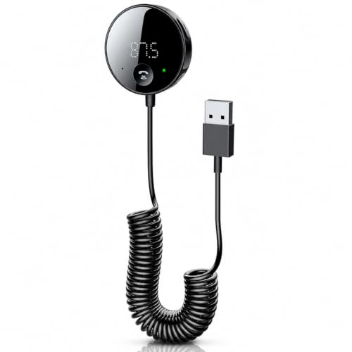 Medrialife Transmetteur FM Bluetooth pour Voiture, Adaptateur Bluetooth pour autoradio, kit Mains Libres, Lecteur MP3, Diffusion Audio sans Fil, Streaming...
