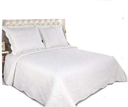 ALL FOR YOU 2pc Reversible Quilt Set, Bedspread, and Coverlet-68 x 86"-White (Twin)