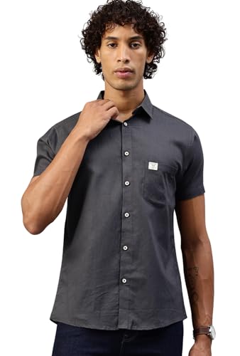 Image of Majestic Man Men Slim Fit Pure Cotton Solid Half Sleeve Casual Shirt