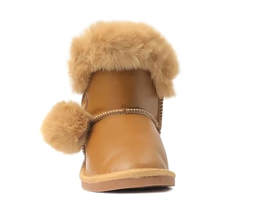 Image of REDVOLUTION Kids Boots Toddler Girls Cute Butterfly Bow | PomPom PU leather Boot (Toddler /Small Kid)