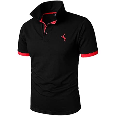 HOOD CREW Men’s Classic Polo Shirt Short Sleeve Shirts Lightweight Casual Tops Black XL Cover