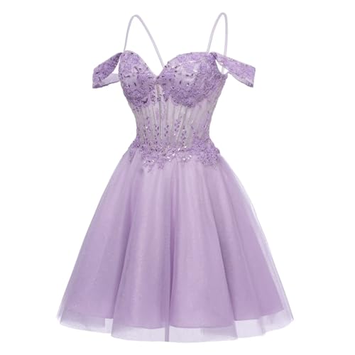 Raseal Off The Shoulder Short Homecoming Dresses for Teens Sparkly Beads Tulle Cocktail Dresses 2025 RS2104