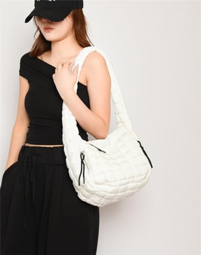 Puffer Quilted Shoulder Bags Purse Cloud Puffy Crescent Tote Bag Designer Nylon Hobos Padded Crossbody Bag for Women3