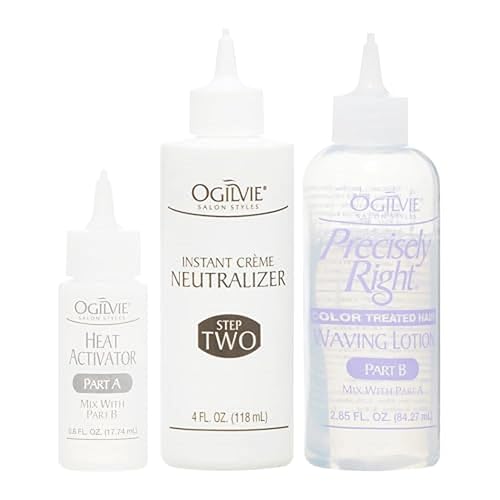 Ogilvie Salon Styles Precisely Right Professional Conditioning Home Perm Kit for Men & Women - For Color-Treated, Thin, Delicate Hair - Heat-activated Worry-free Formula with Drip Guard- 1 Application