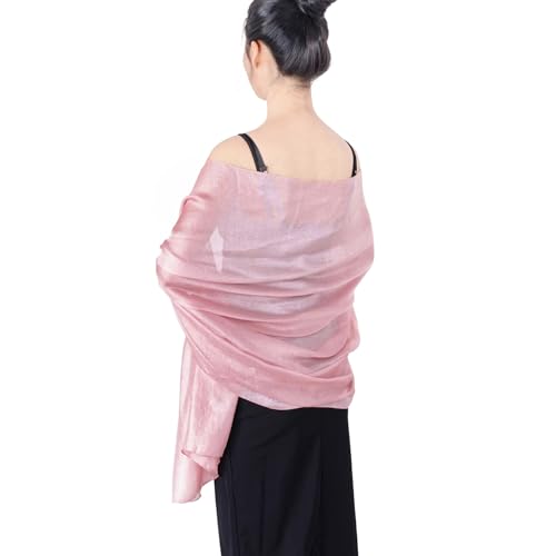QBSM Womens Large Pink Silky Shawls and Wraps for Bridal Wedding Party Evening Dresses
