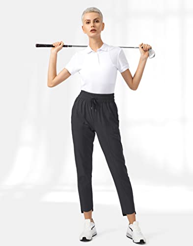Obla Women's Lightweight Golf Pants With Zipper Pockets High Waisted Casual Track Work Ankle Pants For Women (Black_M) #TOP5