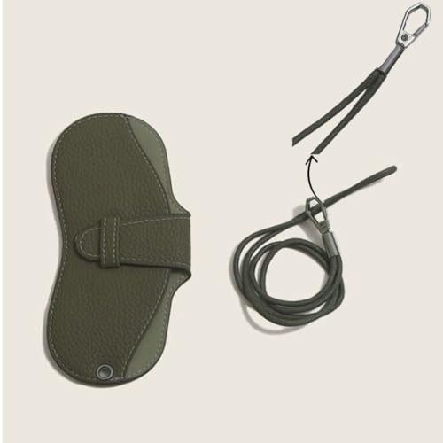 Image of FASHIXD Glasses Case Portable Travel Sunglass Case with Lanyard Eyeglass Pouch Bag Sunglass Holder for Purse For Women Men (Classic-Dark green)