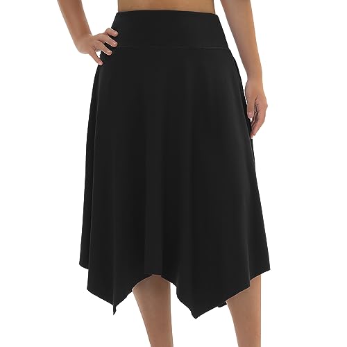 Knee Length Skorts Skirts for Women with Pockets High Waisted Athletic Skorts Womens Modest Midi Skirts Plus Size
