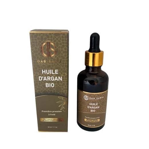 Meilleure Huile d'Argan bio du Maroc 50ml.Huile d'argan bio visage corps cheveux barbe ongles.100% Pure,Naturelle,Pressée à Froid-EXTRA-VIERGE-Bouteille verre anti UV.Huile anti-âge.Argan oil.