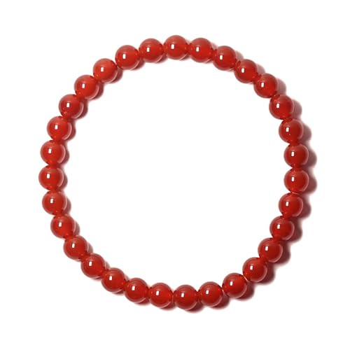 BANANE LAB Red Carnelian Beaded Bracelet with Mystery Polished Crystal Pendant - 6mm Real Natural Gemstone Beads for Women Men - Motivation Courage Confidence Gift for Her him - Fits 6.75 Wrist