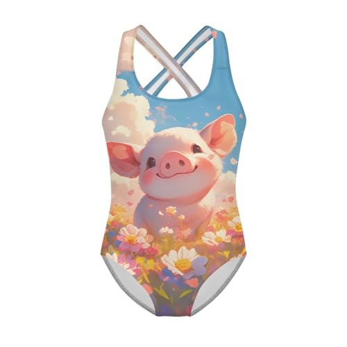 Cute Swimsuit for Girls - Size 5-14 Years Old One Piece Athletic Swim Suit for Pool,Beach,Surfing