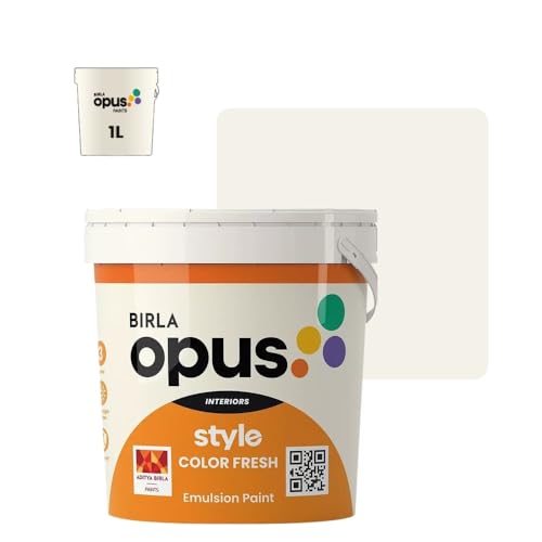 Image of Birla Opus Style Color Fresh Interior Emulsion Paint (1L, Cocktail Napkins Color, Smooth Matte Finish)-Fade, peel-off and Chalking resistant-For Bedroom, Living room, Interior Walls