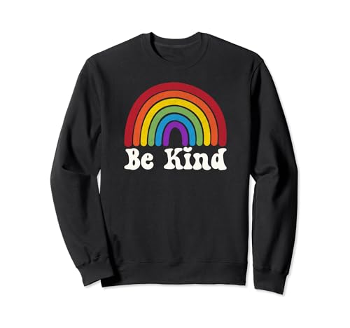 LGBTQ Be Kind Gay LGBT Pride Ally Rainbow Flag Retro Vintage Sudadera