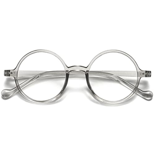 VEVESMUNDO Blue Light Blocking Reading Glasses Round Retro Vintage Readers Glasses for Women Men (1 Pcs Grey Reading Glasses, +1.0)