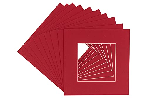 CountryArtHouse Deep Red Acid Free 26x26 Square Picture Frame Mat with White Core Bevel Cut for 21x21 Pictures - Fits 26x26 Frame - Pack of 1 Matboard Show Kit with Acid Free Backing & Clear Bag