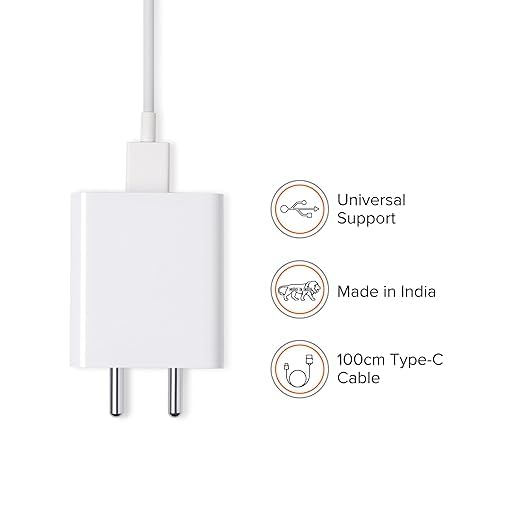 Image of Charger Original 33W SonicCharge 2.0 USB Charge with USB to Type-C Cable for Redmi Note 9 Pro Max, 10 Pro, 10 Pro Max, Note 8, Note 8 Pro, Note 7, Mi A1, Mi A2, Mi A3 Charger (DP86)