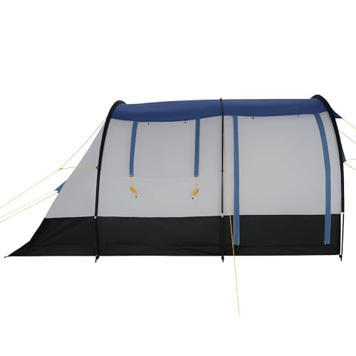 Campfeuer Tenda Smart Per 4 Persone | Nero/Blu/Grigio | Grande Tenda Tunnel Con 3 Ingressi, 2000 Mm Colonna D'acqua | Parete Divisoria Rimovibile | Tenda Per Gruppi, Campeggi E Famiglie - 5