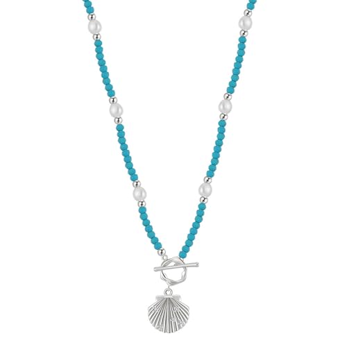 Collier Turquoise Or 14K Anti-Ternissement Pendentif Coquillage Durable Femme