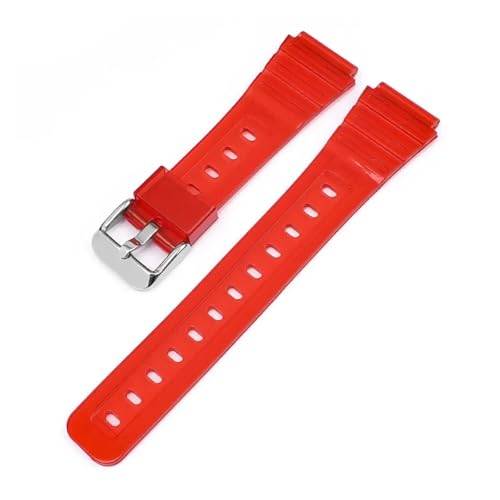 KAXSFE Correa compatible con Casio F-91W/F84/F105/108 A-158/168 AE-1200/1300, silicona transparente y colorida, accesorios de pulsera de 18 mm.(Red 01)