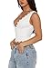 REORIA Womens Summer Tops Sexy V-Neck Sleeveless Double Lined Fashion Going Out Y2K Tank Tops Trendy Lace Slimming Crop Tops for Teen Girls White Large