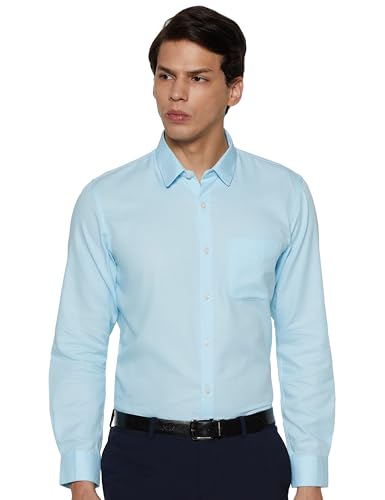 Image of Peter England Men's Classic Textured Slim Fit Full Sleeve Shirt | Wonder Fabric | Cotton Rich | Premium Dobby