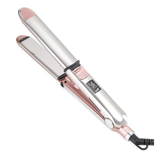 Rozamor Professional Flat Iron Hair Straightener, Titanium Hair Straightening, Double Side Fast Heating Hair Tools, Pink 2 in 1 Hair Straightener Curler for All Hairstyles, Gift for Girls Women