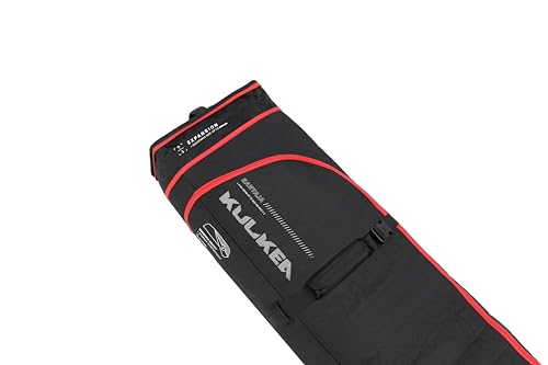 KULKEA KANTAJA Double Roller Ski Bag - Ultra Durable, Spacious Rolling Ski Carrier and Ski Gear Storage - Double Ski Bag with Wheels - Premium, Water Resistant Ski Storage and Travel Bag (Black/Red) - Thumbnail 3
