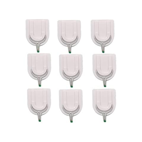 GQJN 9PCS,Adhesive Hooks,Heavy Duty Wall Hooks,Adhesive Wall,Bathroom,Kitchen,Hooks,White Cover