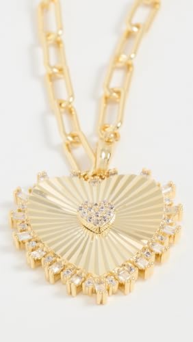 ADINA EDEN Women's Pave Accented Heart Pendant Lariat Necklace, Gold, One Size3