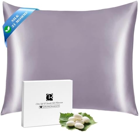 Ravmix Seidenkissenbezug 80x80 Maulbeerseide, für Haar & Haut, Flieder | Silk Pillowcase mit verstecktem Reißverschluss, mindert Knitterfalten und Frizz, natürlich kühl Atmungsakti