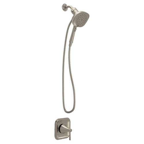 Moen Ronan Spot Resist Brushed Nickel Single-Handle Modern Shower Faucet with Square Handheld Rain Shower Spray Head Featuring Magnetix, Valve Included, 82023SRN by Moen - Used condition - Image 2