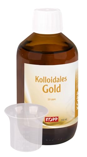 Kolloidales Gold Konzentration 10 ppm | 250 ml inkl. Dosierbecher | Reinheit 99 99% | höchste Qualität | Laborqualität | Bidestilliertes Wasser | Feingold