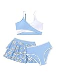 blibean Tween Girls Swimsuits Teen Kid Girl Swim Bathing Suits Cute Two Piece Bikini Boho Hawaii Swimwear Beach Traje Baño Niñas Size 12-13 Years Blue