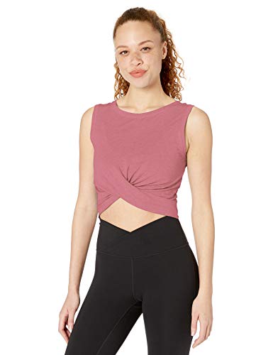 Amazon Brand - Core 10 Women's Pima Cotton Blend Knot Front Cropped Yoga