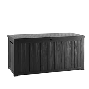 180 Gallon Resin Deck Box Waterproof Outdoor Storage Box Lockable for Patio Furniture Garden Tools Pool Accessories UV Resistant for All Weather Use Black