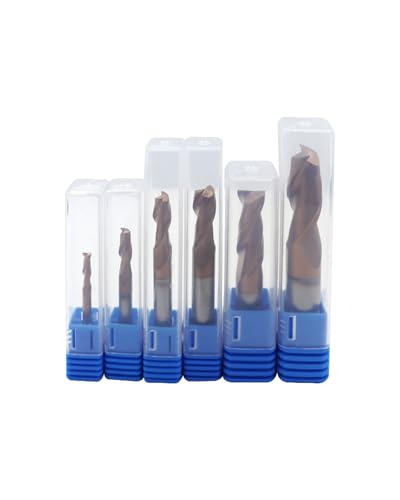 Image of 1 /8 inch 3 /16 inch 1 /4 inch 5 /16 inch 3 /8 inch 1 /2 inch Carbide End Mills Set, 2 Flute, TISIN Coated, Square Nose End Mill Bits for Steel, CNC Router Bits, Center Cutting