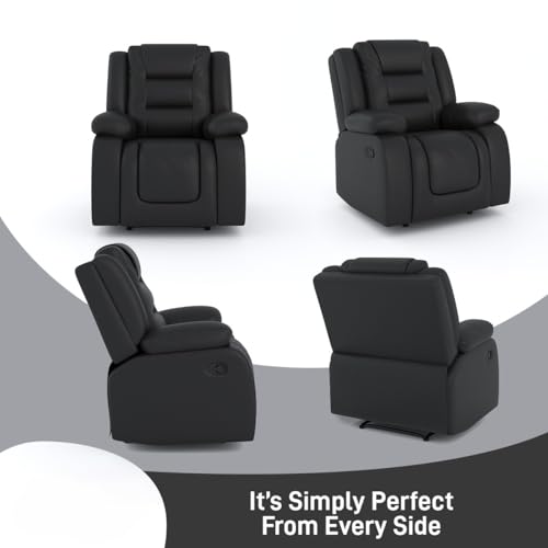 Image of Amazon Brand - Solimo Fraklin | Single Seater Sofa Recliner | Manual Recliner (Leatherette Black)