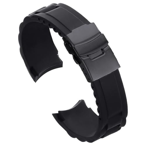 Bracelet de montre en silicone noir étanche avec boucle acier